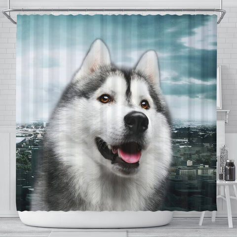 Cute Siberian Husky Print Shower Curtains-Free Shipping