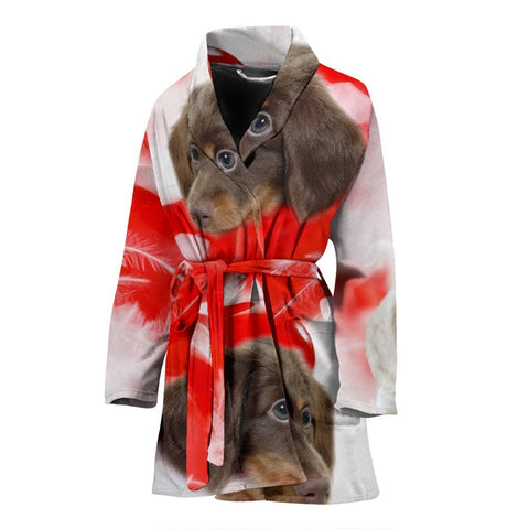 Dachshund Dog Print Women's bath Robe-Free Shipping
