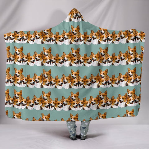 Cardigan Welsh Corgi Dog Pattern Print Hooded Blanket-Free Shipping