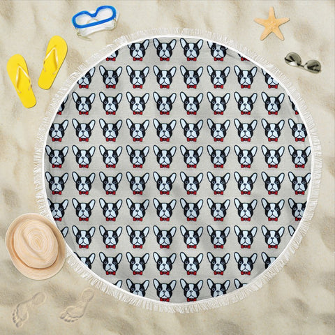 French Bulldog Pattern Print Limited Edition Beach Blanket-Free Shipping