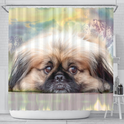 Funny Pekingese Dog Print Shower Curtains-Free Shipping