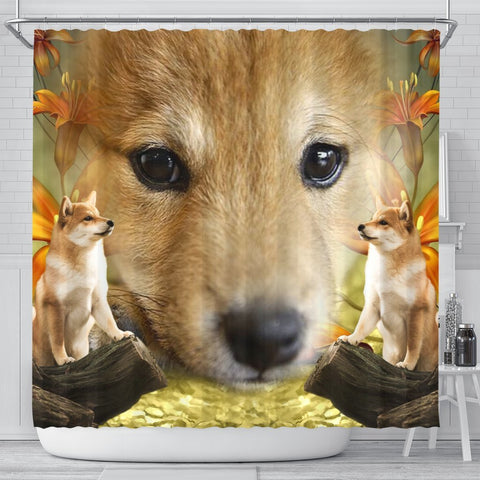 Shiba Inu Dog Print Shower Curtains-Free Shipping
