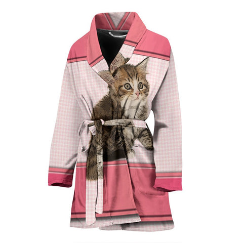 Cute Siberian cat Print Women's Bath Robe-Free Shipping