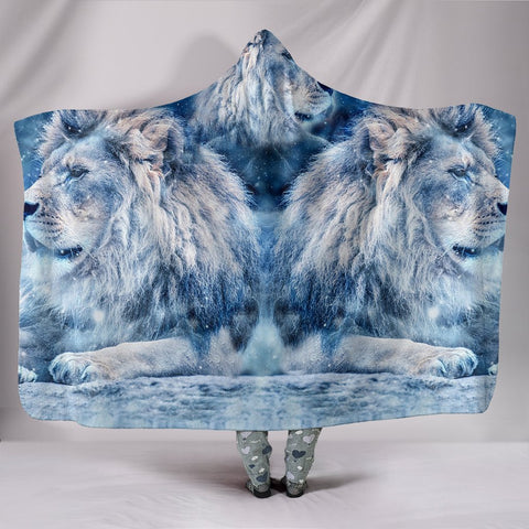 Snowy Lion Print Hooded Blanket-Free Shipping
