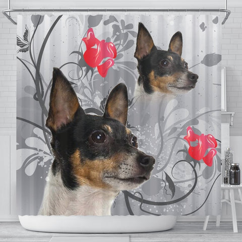 Cute Toy Fox Terrier Print Shower Curtain-Free Shipping