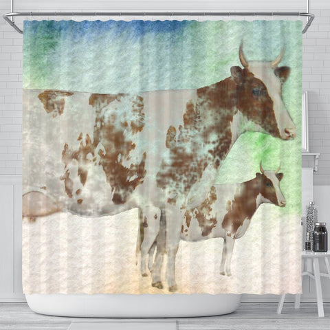 Ayrshire cattle (Cow) Print Shower Curtain-Free Shipping
