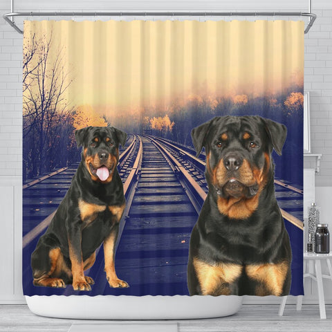 Cute Rottweiler Dog Print Shower Curtains-Free Shipping