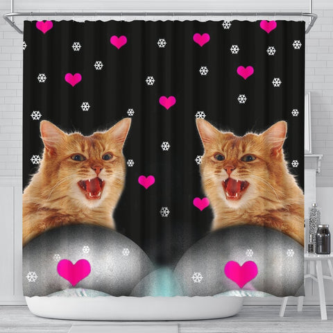 Somali cat Print Shower Curtain-Free Shipping