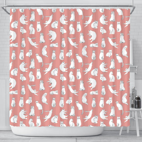Persian Cat Pattern Print Shower Curtains-Free Shipping