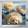 Pomeranian Dog Print Shower Curtains-Free Shipping