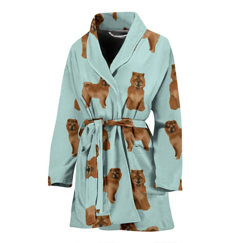 Chow Chow Dog Pattern Print Women's Bath Robe-Free Shipping