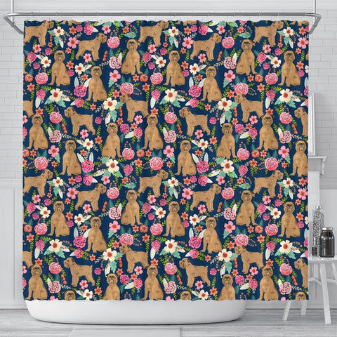Brussels Griffon Dog Floral Print Shower Curtains-Free Shipping