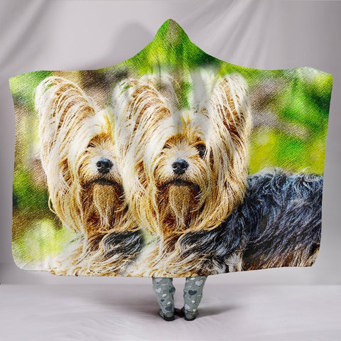 Yorkshire Terrier Pencil Color Art Print Hooded Blanket-Free Shipping