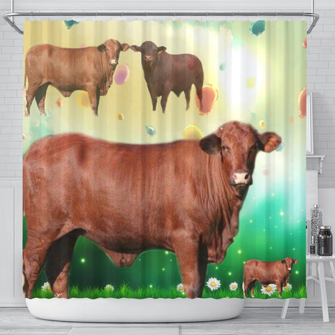Amazing Santa Gertrudis cattle (Cow) Print Shower Curtain-Free Shipping
