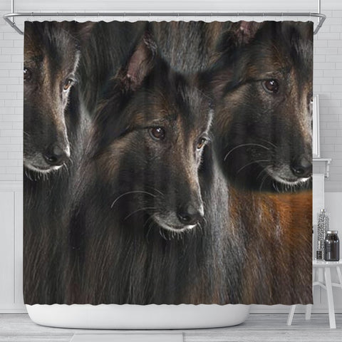 Belgian Tervuren Dog Print Shower Curtain-Free Shipping