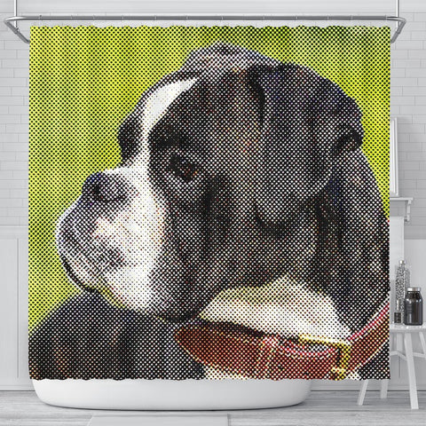Boxer Dog Dotted Art Dog Print Shower Curtains-Free Shipping