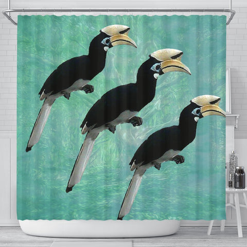 African Pied Hornbill Bird Print Shower Curtains-Free Shipping