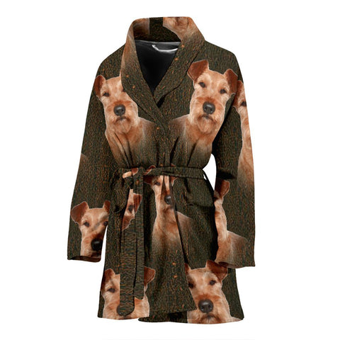 Irish Terrier Dog Print Women's Bath Robe-Free Shipping