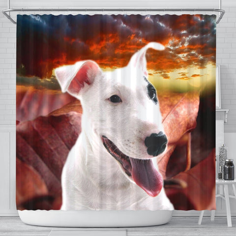 Cute Bull Terrier Print Shower Curtains-Free Shipping