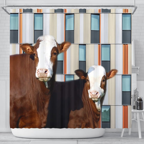 Simmental Cattle (Cow) Print Shower Curtain-Free Shipping