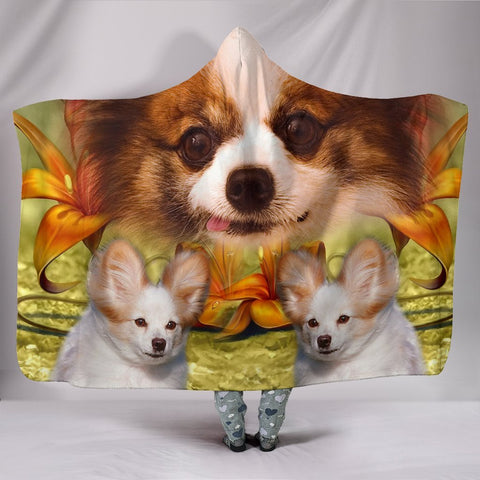 Papillon Dog Print Hooded Blanket-Free Shipping