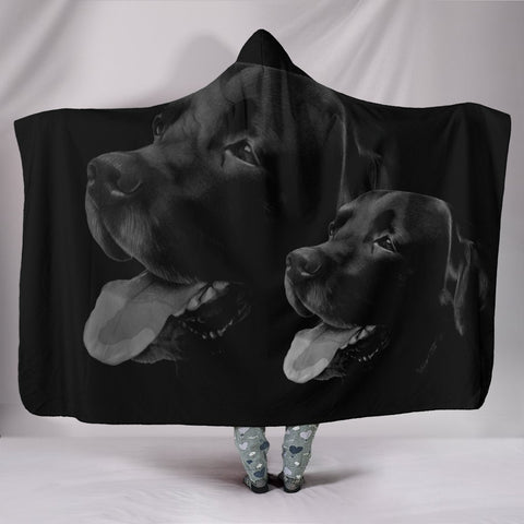 Black Labrador Retriever Print Hooded Blanket-Free Shipping