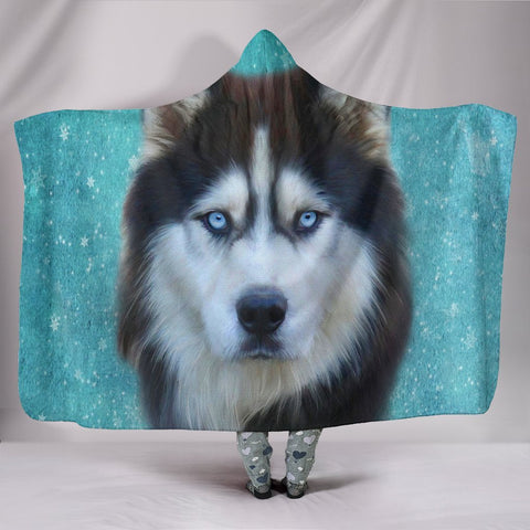 Siberian Husky Dog Print Hooded Blanket-Free Shipping