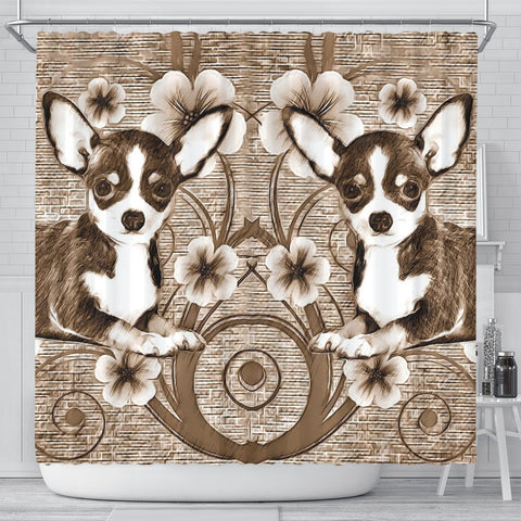 Cute Chihuahua Dog Print Shower Curtain-Free Shipping
