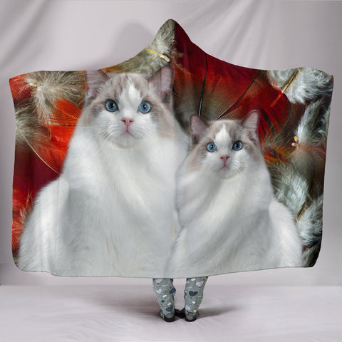 Ragdoll Cat Print Hooded Blanket-Free Shipping