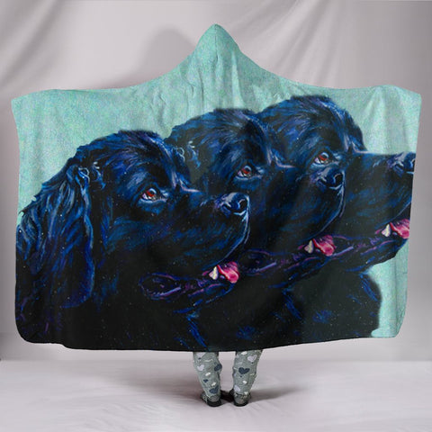 Newfoundland Dog Art Print Hooded Blanket-Free Shipping