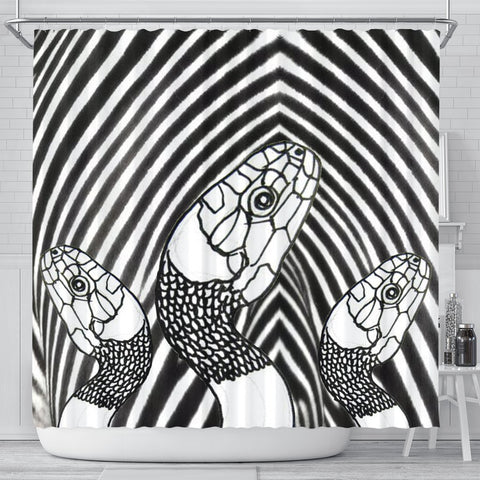 Black&White Snake Print Shower Curtain-Free Shipping