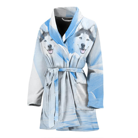 Amazing Siberian Husky Print Women's Bath Robe-Free Shipping