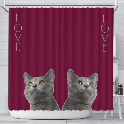Chartreux Cat Print Shower Curtain-Free Shipping