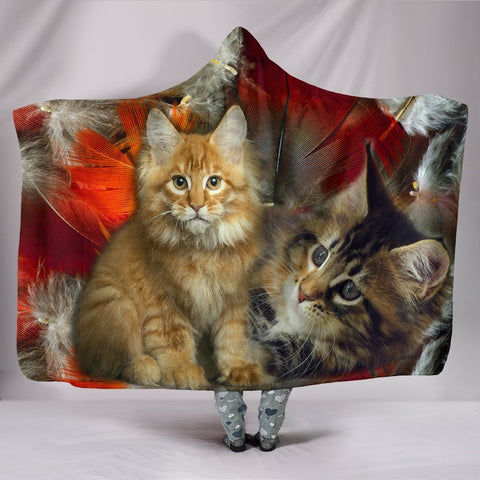 Maine Coon Cat Print Hooded Blanket-Free Shipping