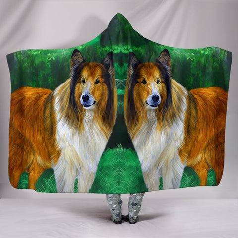 Rough Collie Dog Art Print Hooded Blanket-Free Shipping