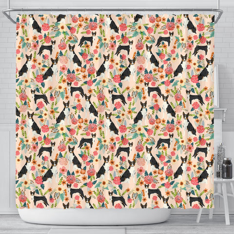 Cute Basenji Dog Floral Print Shower Curtains-Free Shipping