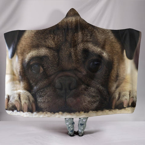Lovely Pug Dog Print Hooded Blanket-Free Shipping