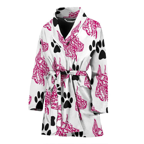 Amazing Great Dane Pink Print Women's Bath Robe-Free Shipping