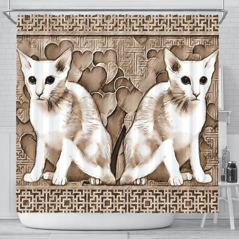 Oriental Shorthair Cat Print Shower Curtain-Free Shipping