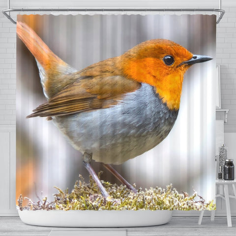 Japanese Robin Bird Print Shower Curtains-Free Shipping