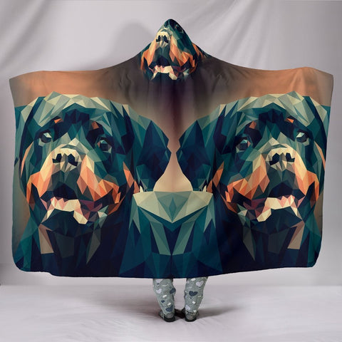 Rottweiler Dog Vector Art Print Hooded Blanket-Free Shipping