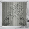 Pug With Rose Print Shower Curtain-Free Shipping