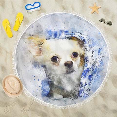 Chihuahua Dog Art Print Limited Edition Beach Blanket-Free Shipping