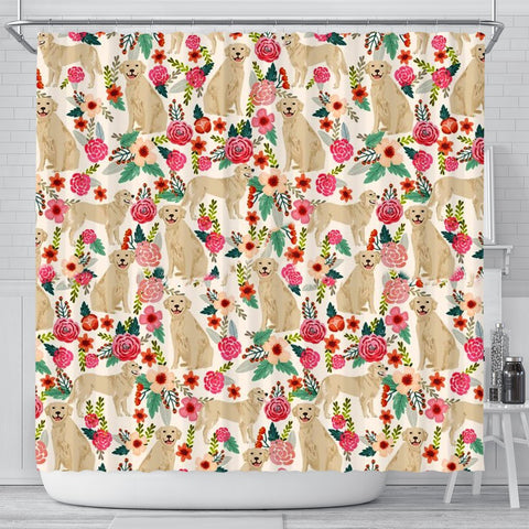 Golden Retriever Dog Floral Print Shower Curtains-Free Shipping
