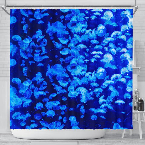 Jelly Fish Blue Print Shower Curtains-Free Shipping