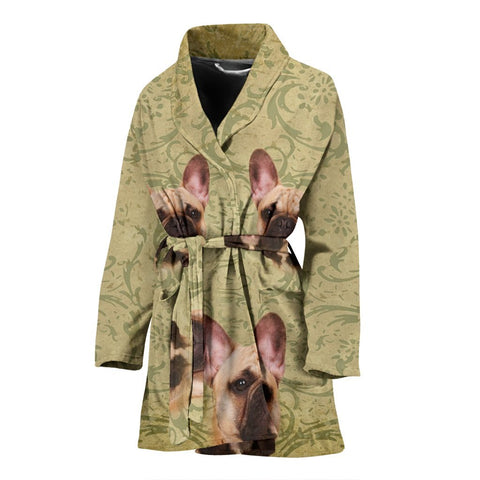 Cute French Bulldog Print Women's Bath Robe-Free Shipping