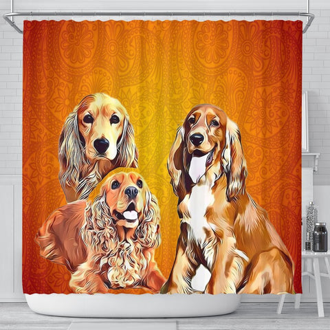 English Cocker Spaniel Print Shower Curtain-Free Shipping