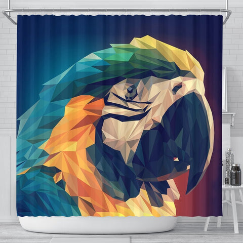 Blue And Yellow Macaw Parrot Vector Art Print Shower Curtains-Free Shipping