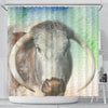 English Longhorn Cattle (Cow) Print Shower Curtain-Free Shipping