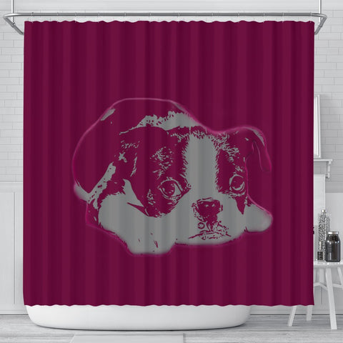 Cute Boston Terrier Print Shower Curtain-Free Shipping
